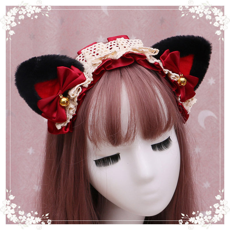 Lolita Cat Ear Headband with Lace - Hair Accessory