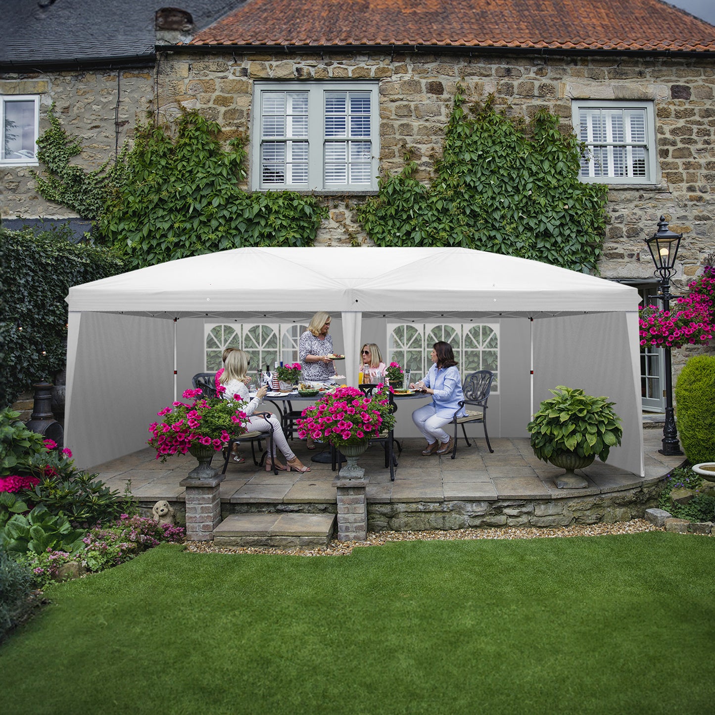 20x10ft White Waterproof Folding Tent with 2 Windows