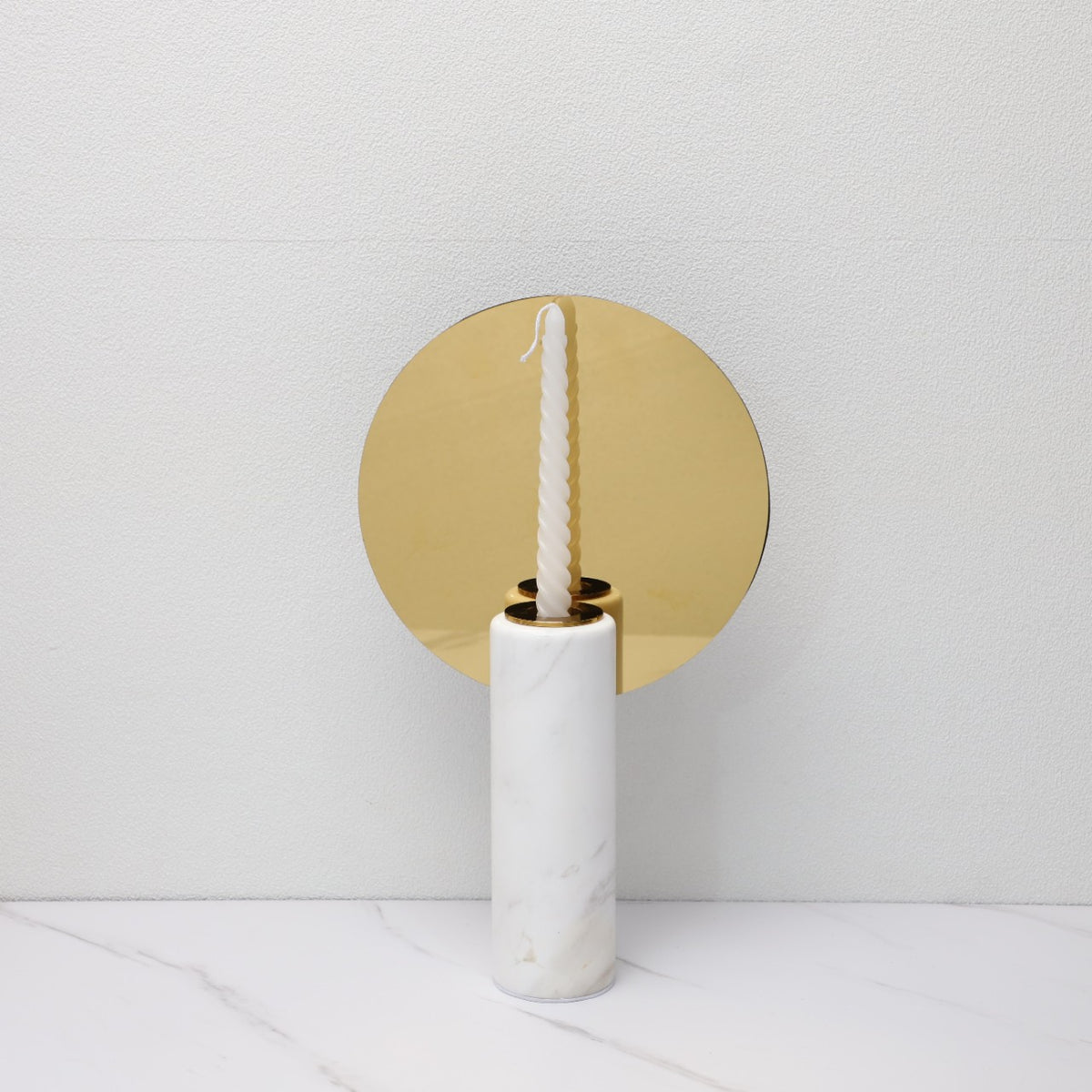 Gold Marble Metal Candle Holder - Round Mirror Decor for Home & Garden