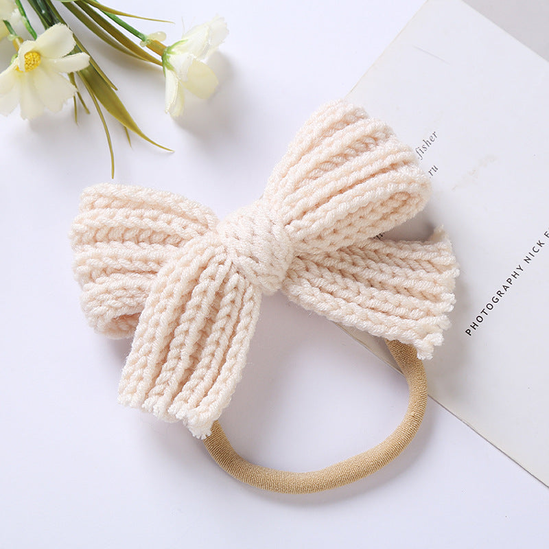 European and American Style Wool Bow Baby Hair Band - Assorted Colors, 10.5x7cm
