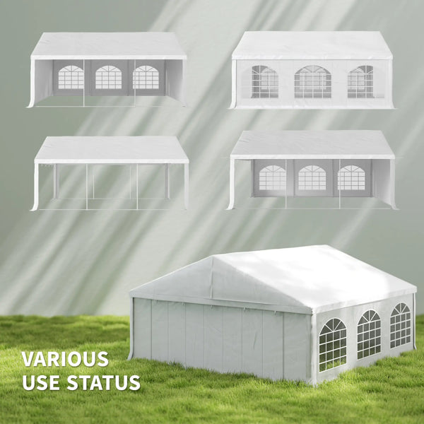 Large Wooden Gazebo with UV-Resistant Roof and Steel Frame