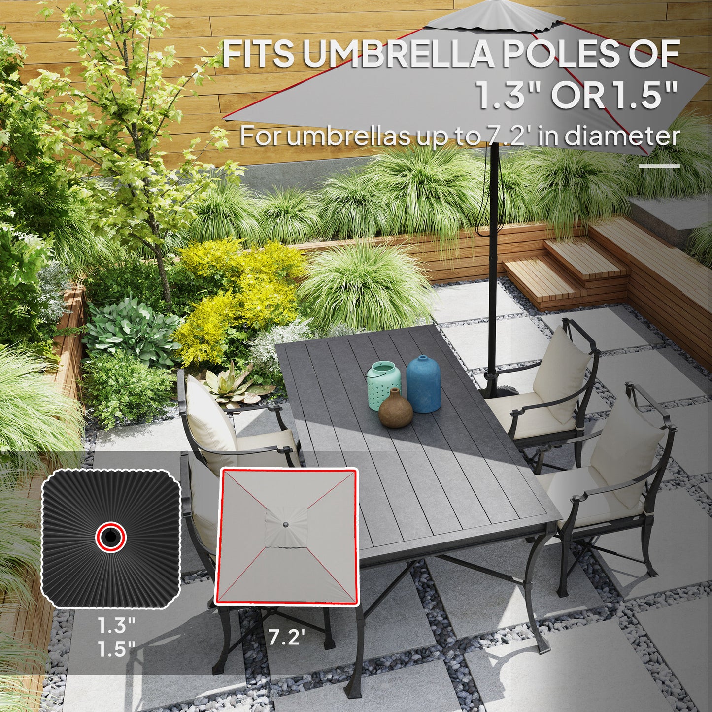 Heavy Duty Square Umbrella Base - 42lbs Sand/33lbs Water, Black