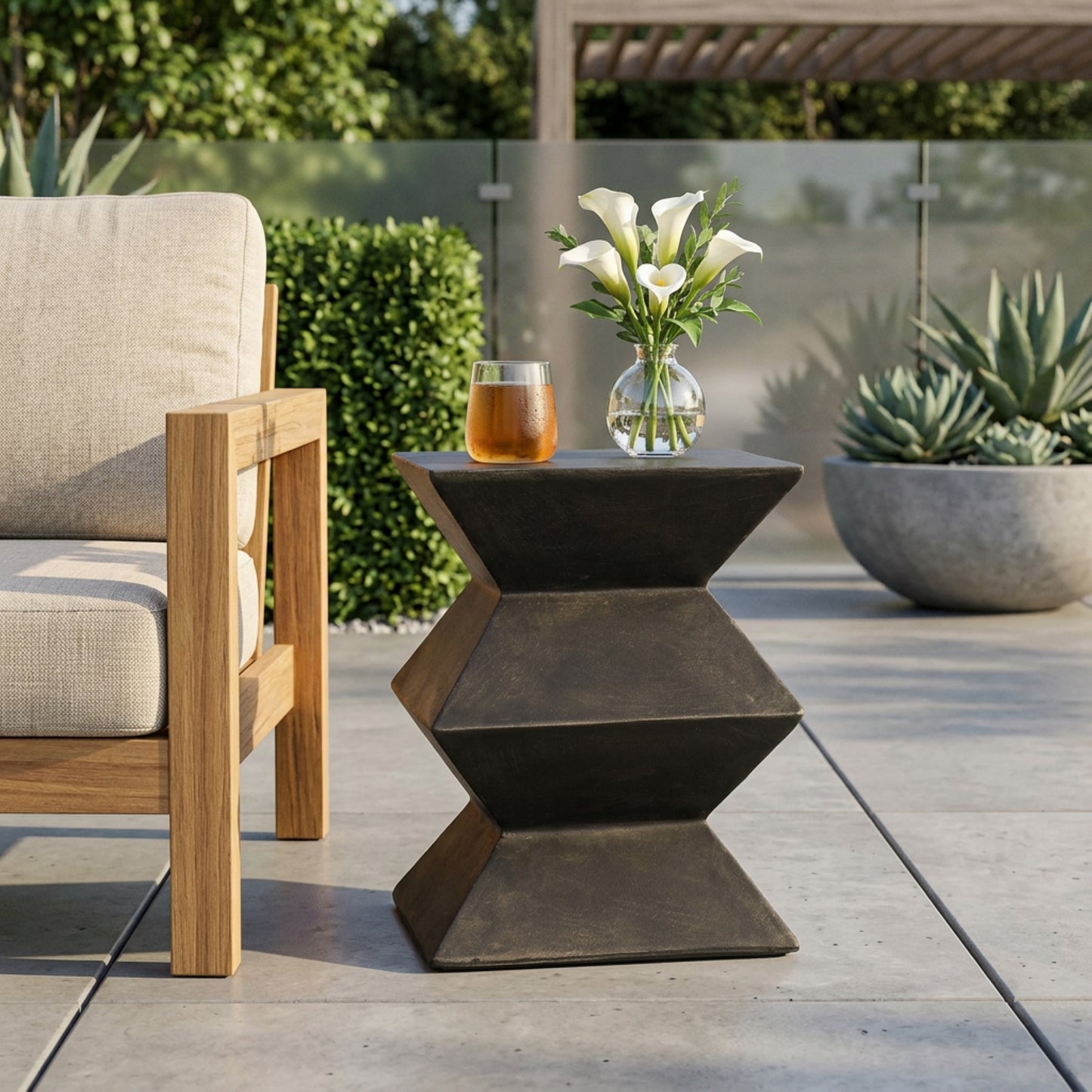 Outdoor Lightweight Concrete Side Table - Copper