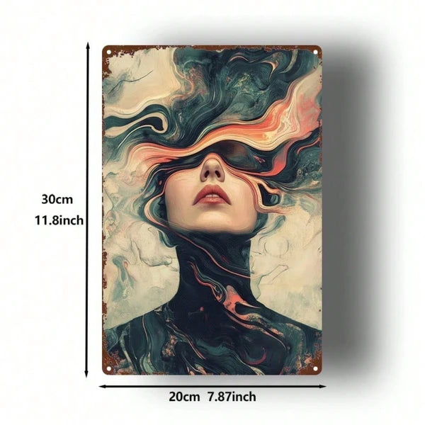 Abstract Woman Drowning Metal Sign - 8x12 Inch Wall Decor