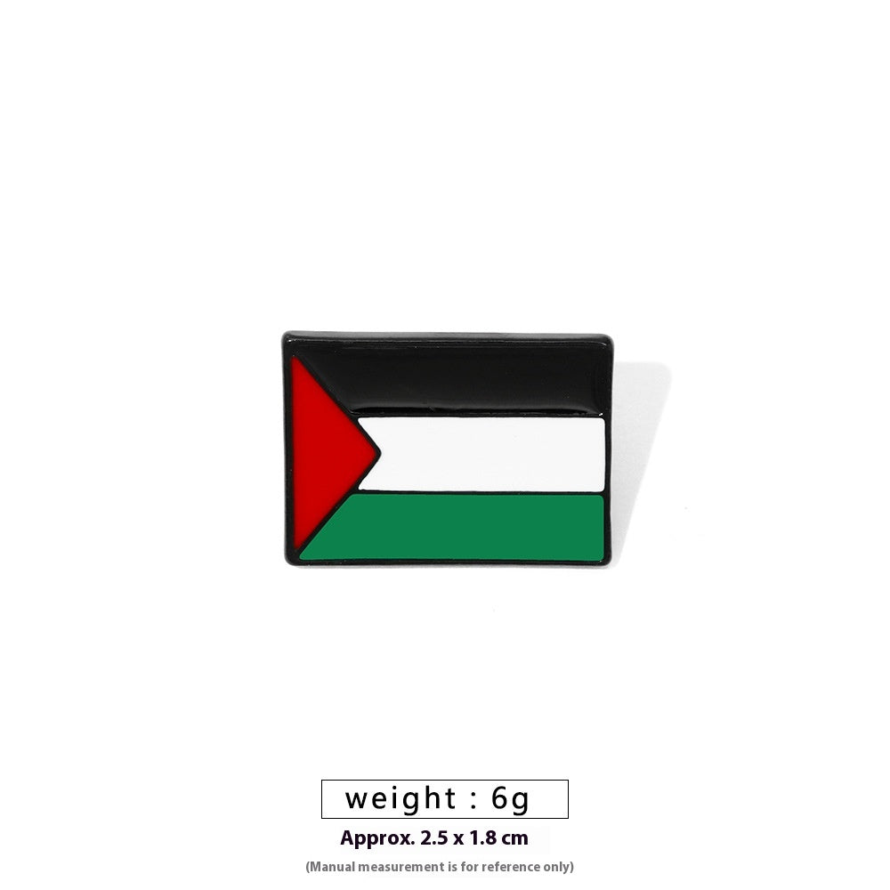 Free Palestine Flag Brooch Pin - Gold & Black Badge for Clothes & Accessories