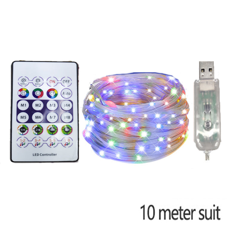 Outdoor RGB LED Rope Lights with Remote Control - 200 LEDs, Plug-In, Durable String Lighting