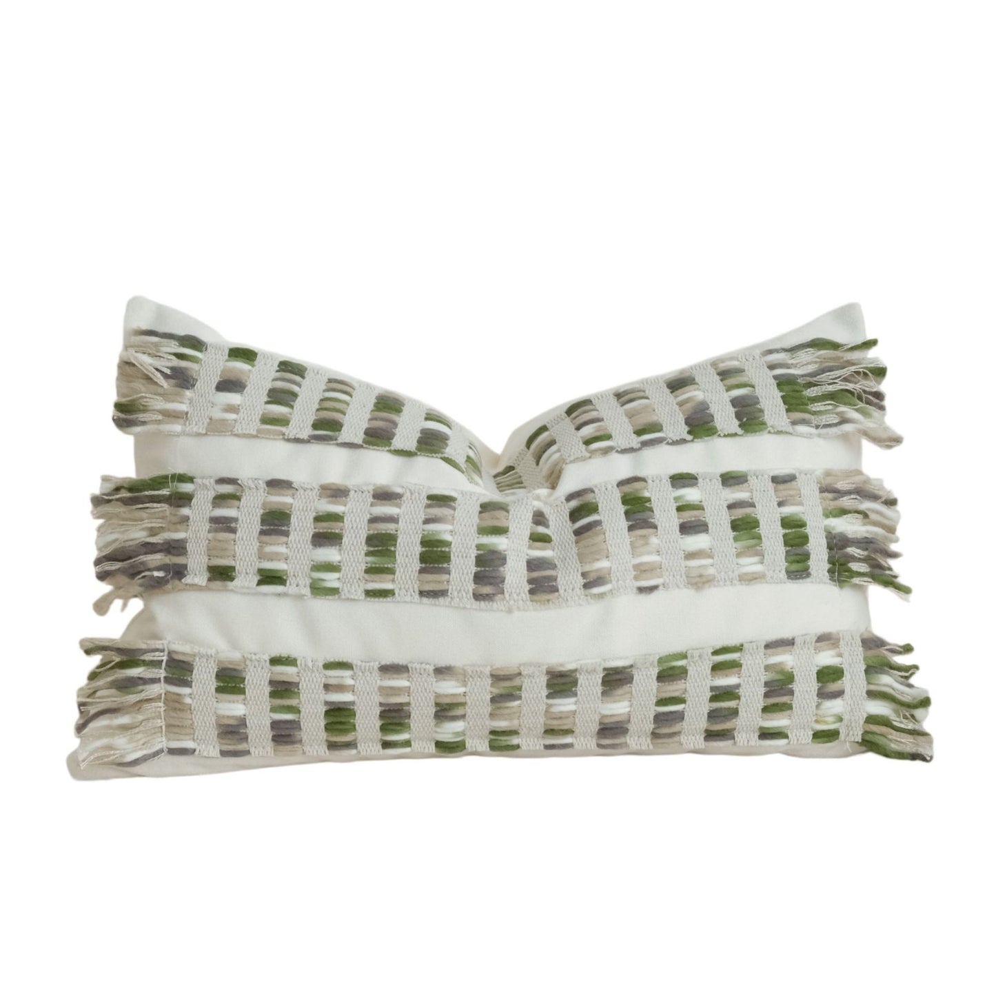 Green Toned Drawstring Cushion Cover - Coarse Linen Backrest Pillow