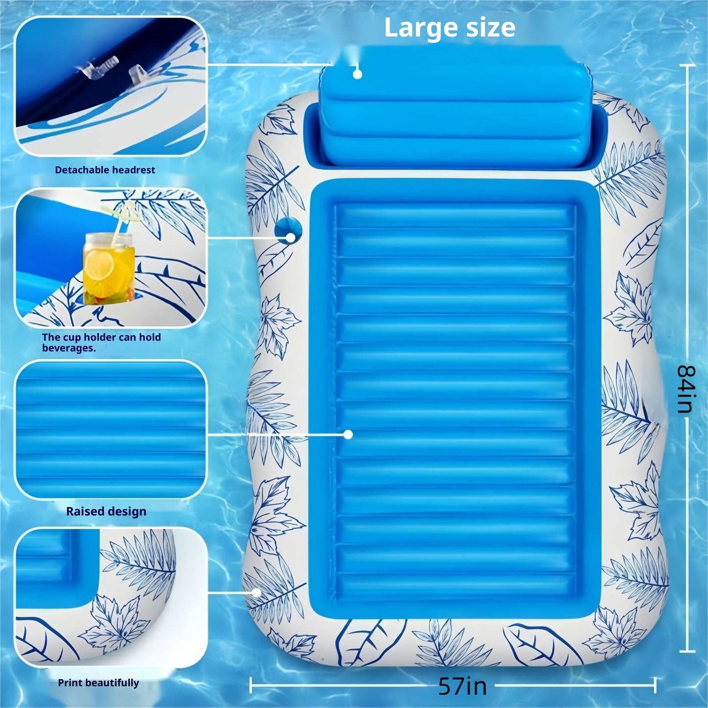 Inflatable Maple Leaf Swimming Ring Float Raft - 214x145cm