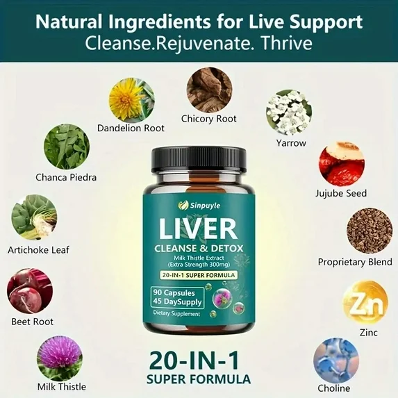 Liver Support Supplement - 20-in-1 Detox Formula with 300mg Milk Thistle