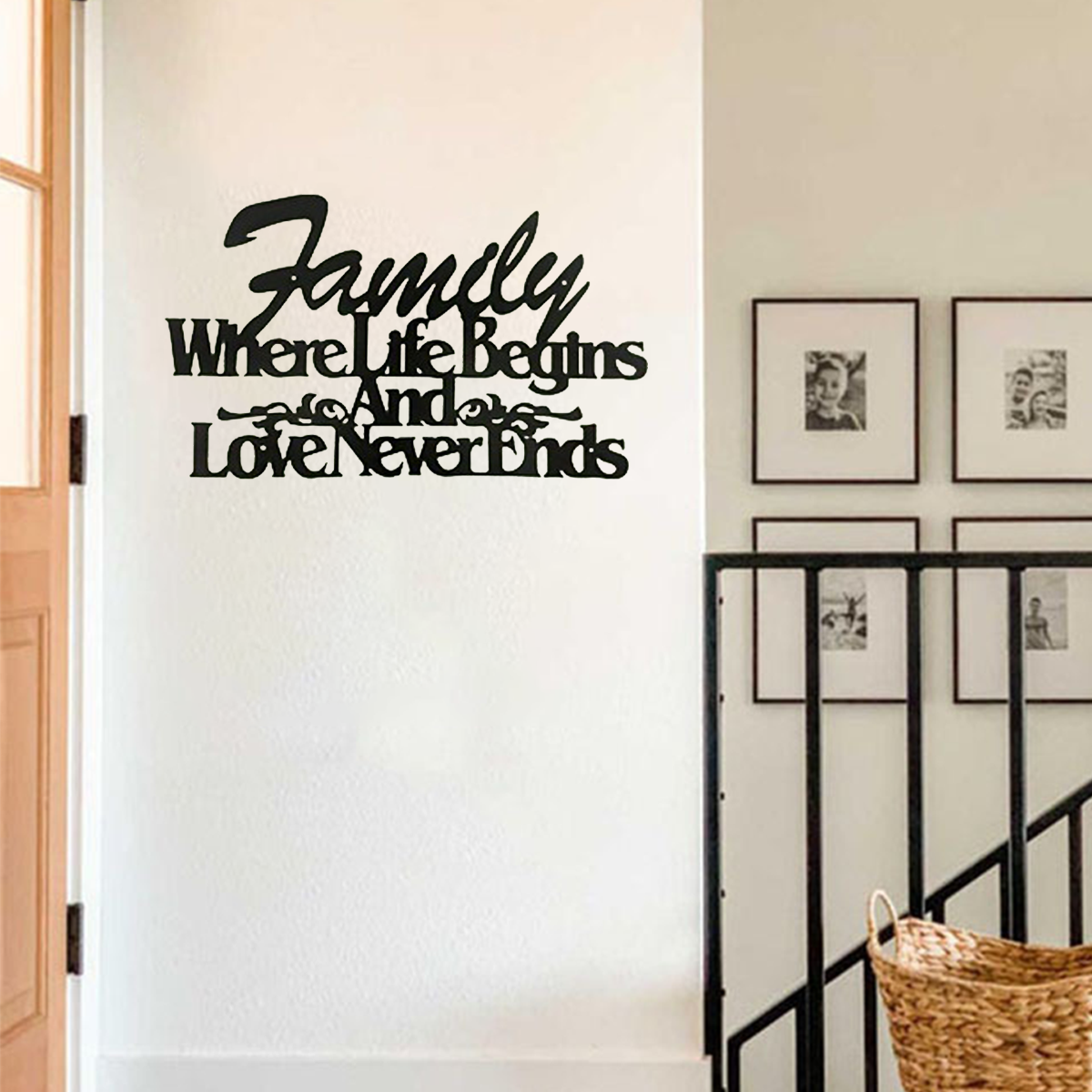 Vintage Metal Wall Sign - Where Life Begins, Love Never Ends
