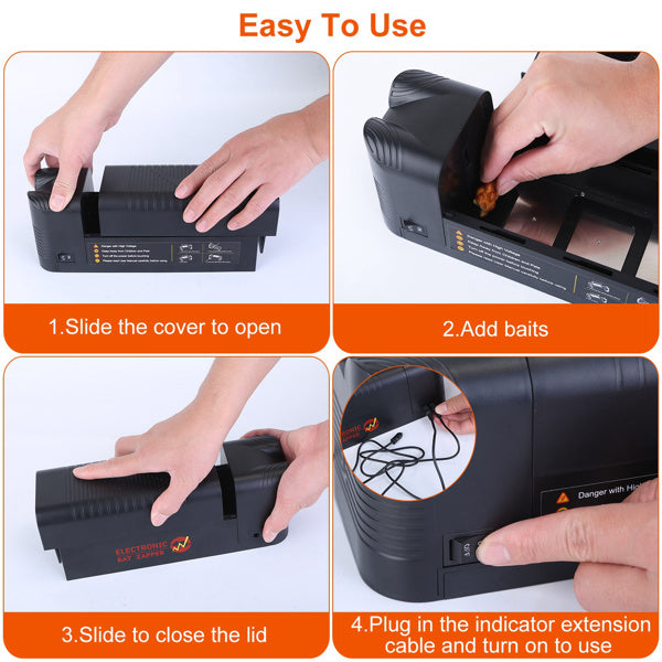 High Voltage Electronic Rat Trap - Rechargeable Indoor & Outdoor Mice Killer