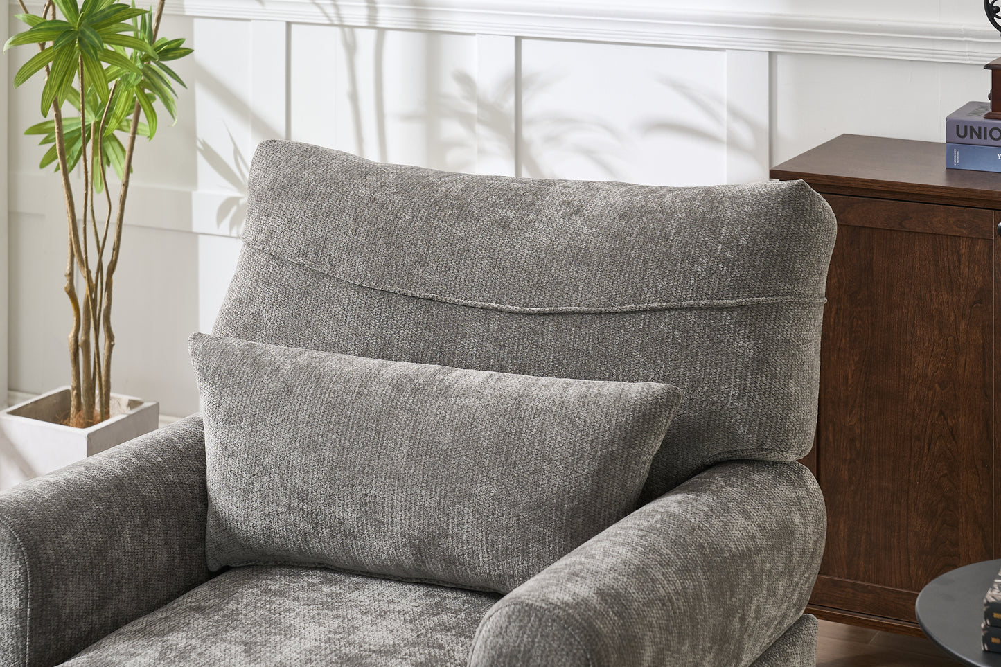 Modern Grey Chaise Lounge - Upholstered Recliner Sofa Chair
