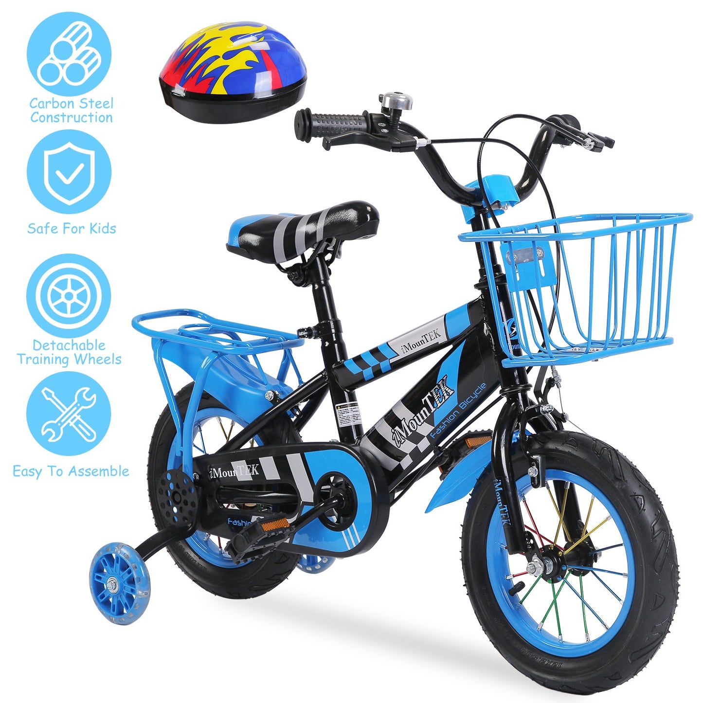 Kids Bicycle with Training Wheels and Helmet - Multiple Sizes