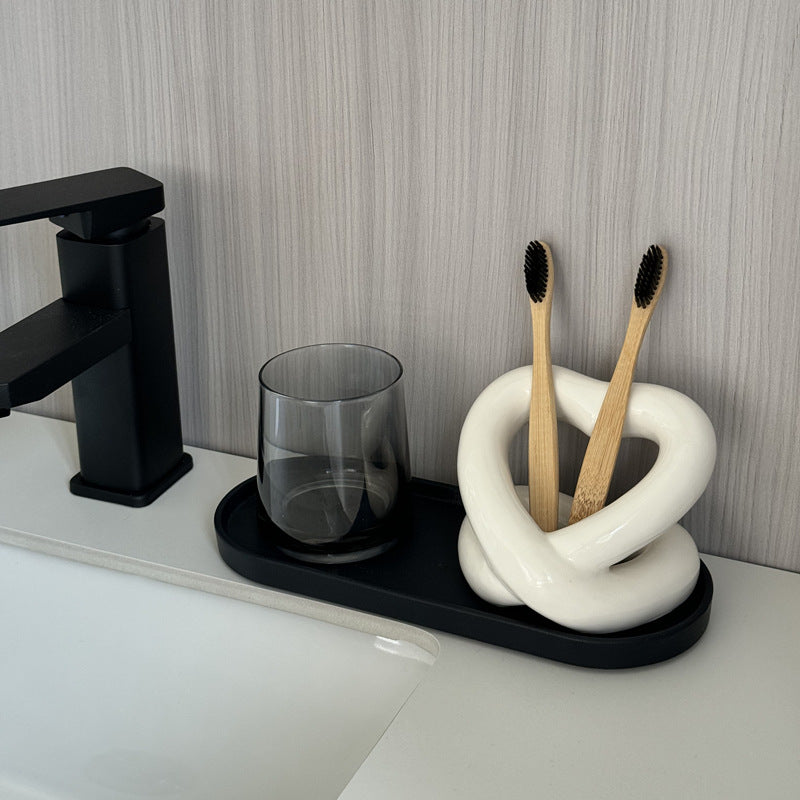 Ceramic Toothbrush Holder Couple Bathroom Storage Rack - Multiple Colors