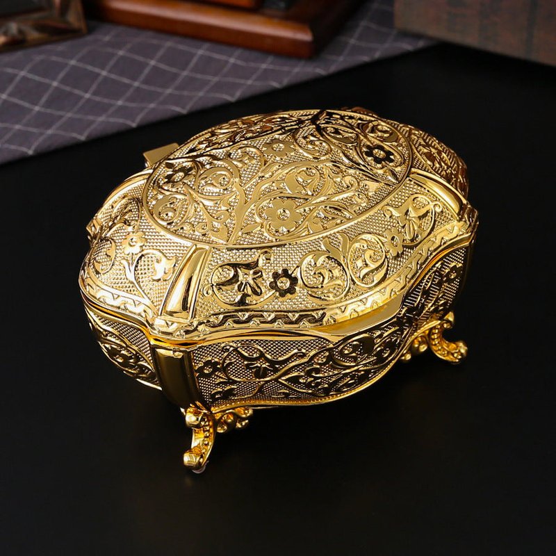 Colorful Aluminum Jewelry Box - Oval Turkish Pattern Storage Organizer