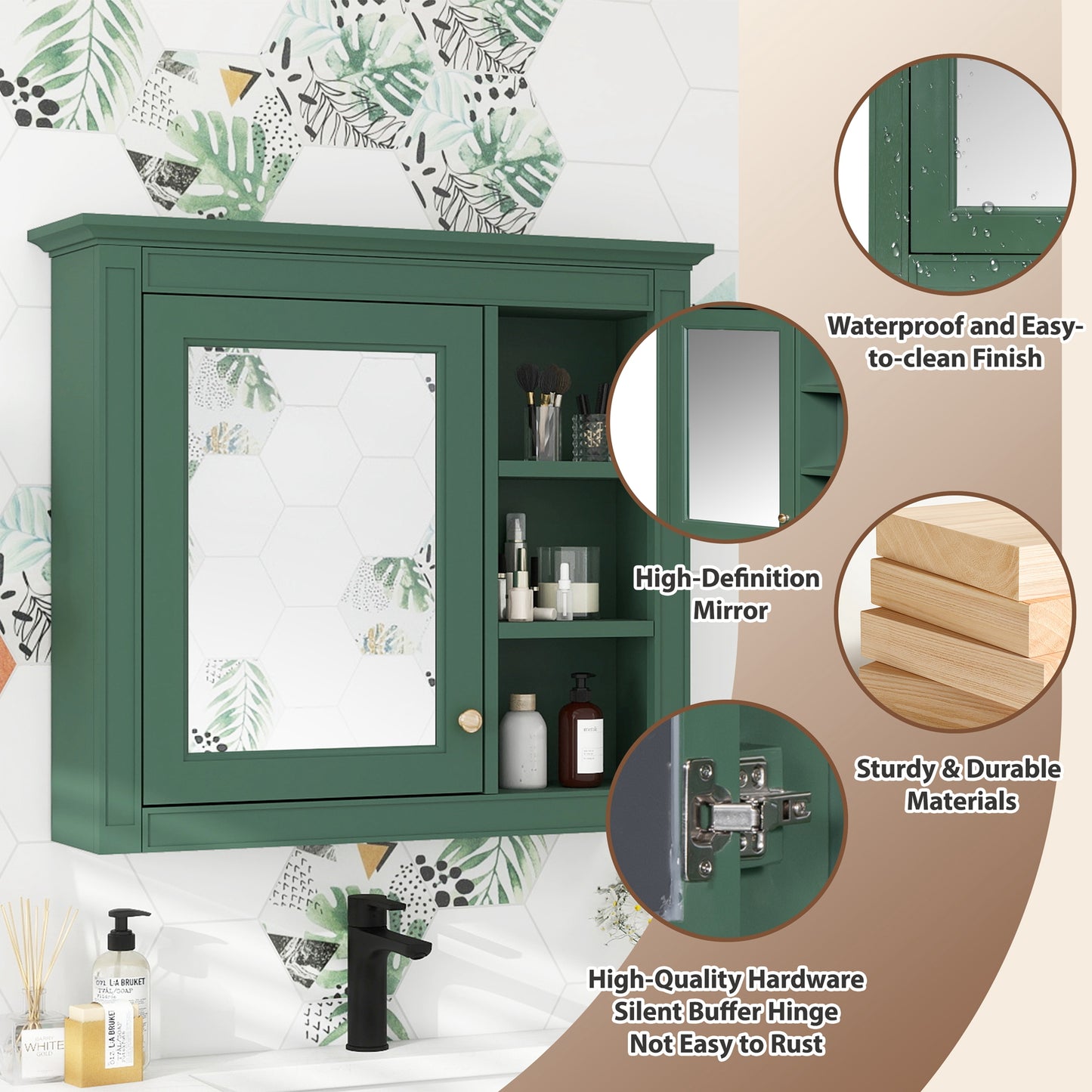 30 X 28 Medicine Cabinet, Wall Mounted Bathroom Storage Modern