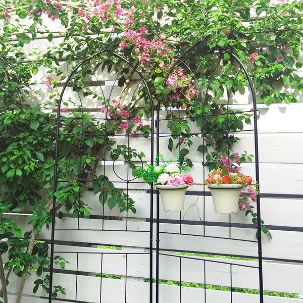 Metal Garden Trellis 2 Pack - 78.7" x 19.7" Rustproof Support for Climbing Plants - Black