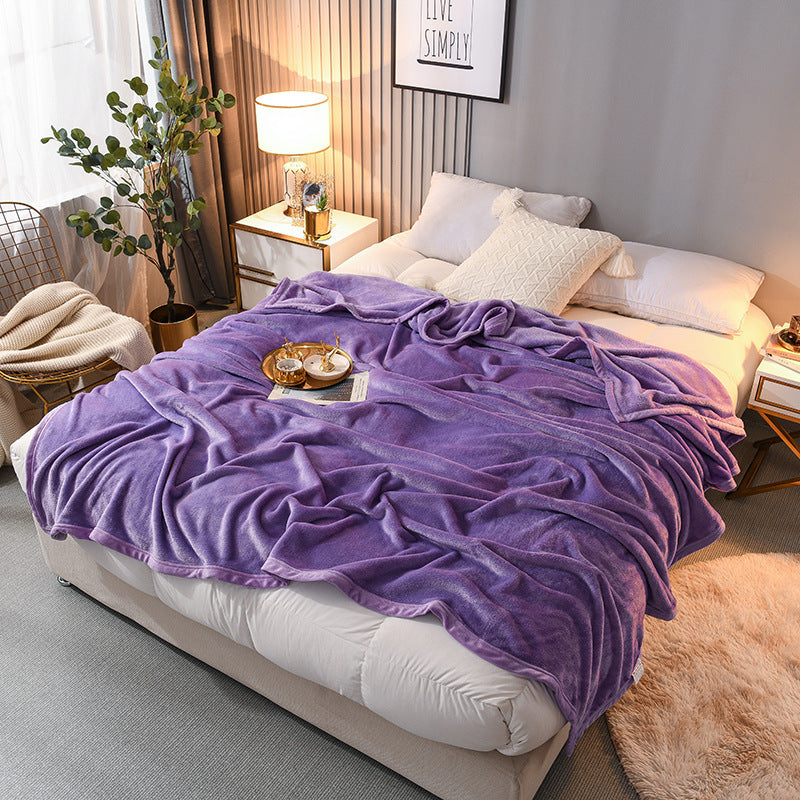 Thick Flannel Blanket for Bedroom and Dormitory Solid Color Winter Bedding