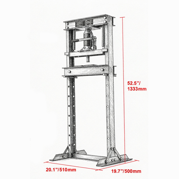 12 Ton Hydraulic Shop Press with Adjustable Frame for Garage & Workshop