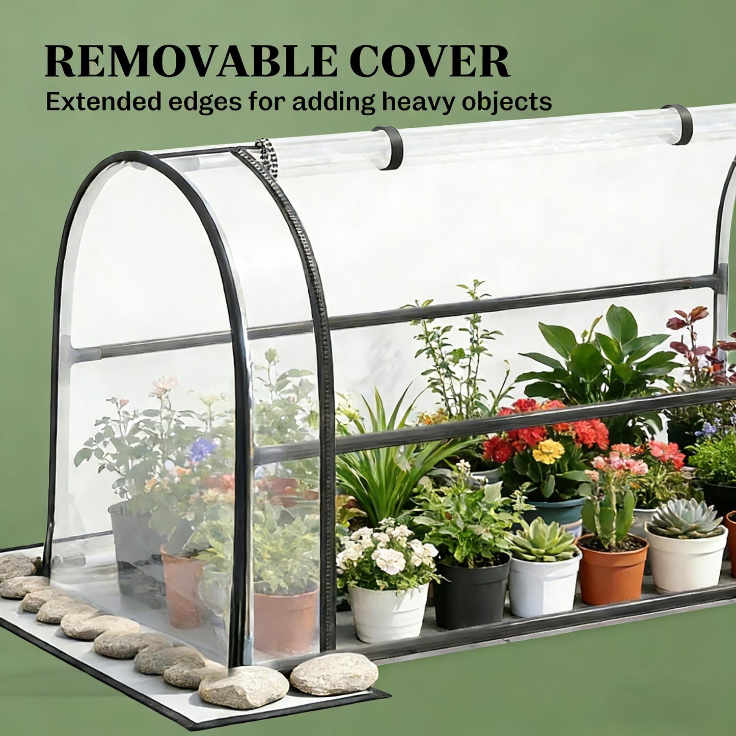 Raised Garden Bed with Mini Greenhouse - Black Planter Box