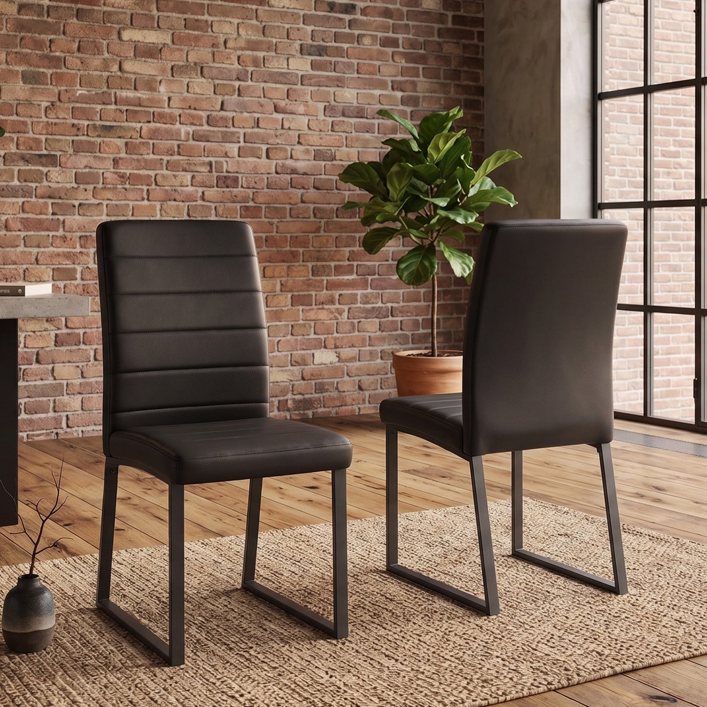 2-Pack - Premium PU Office Dining Chairs With High-density Foam,
