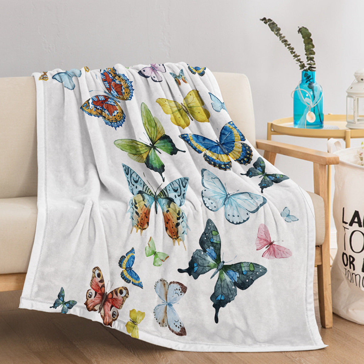 Colorful Butterfly Printed Soft Blanket - Multi-Scene Decorative Throw
