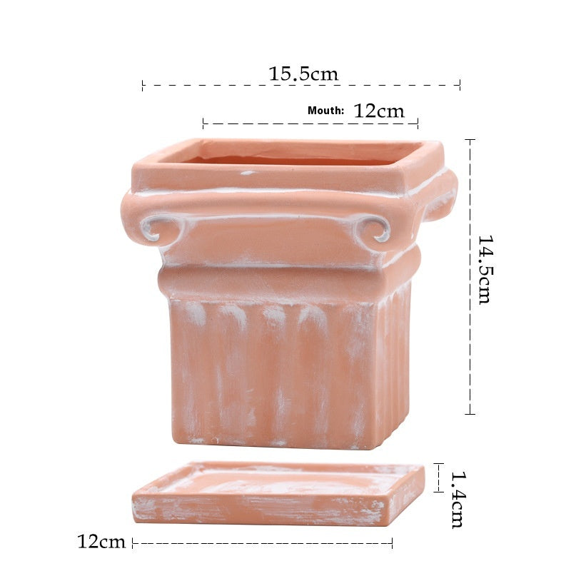 Breathable Red Pottery Flower Pot with Geometric Shape and Holes - Nordic Style