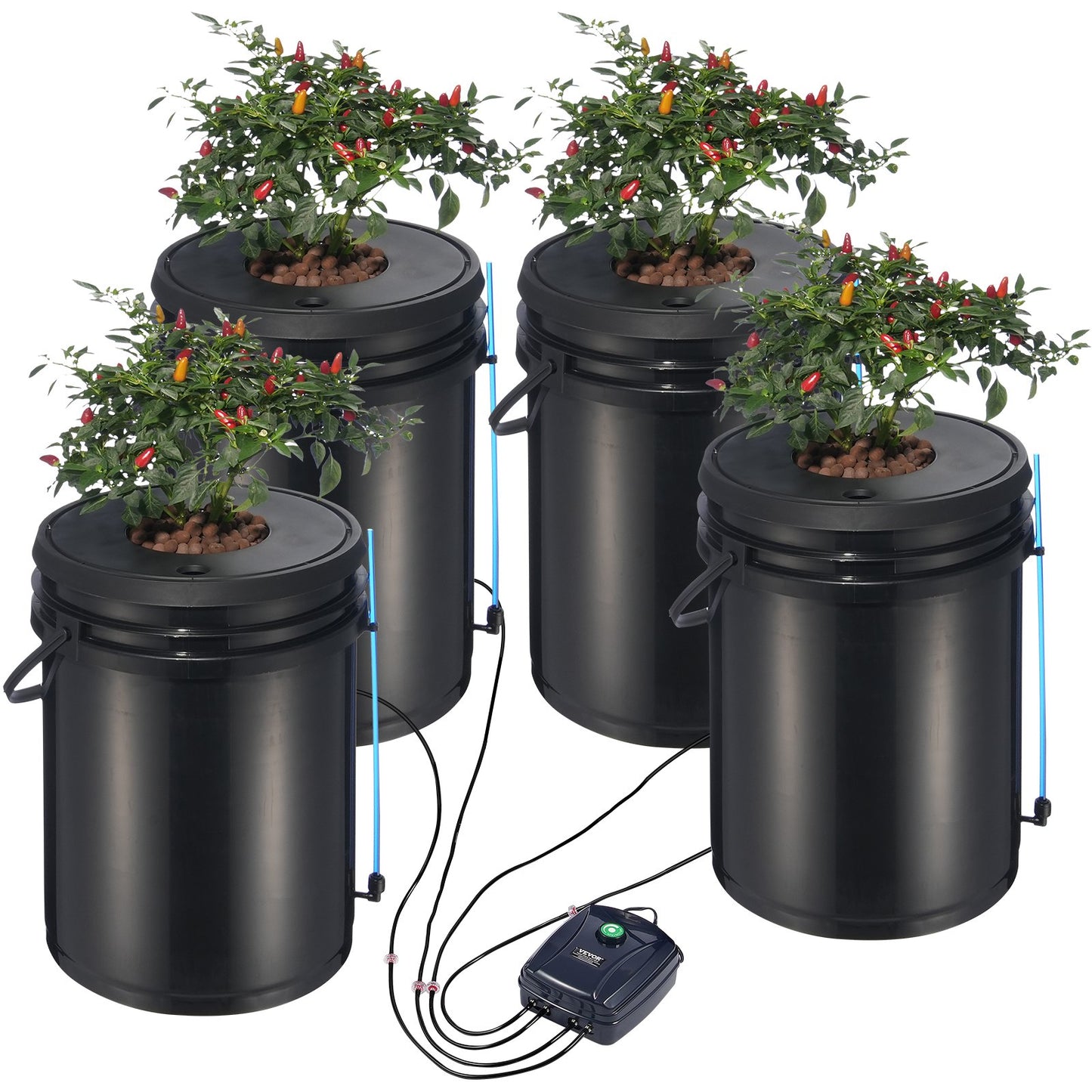Hydroponic DWC System 5 Gallon Buckets with Pump & Air Stone for Indoor Outdoor Gardening