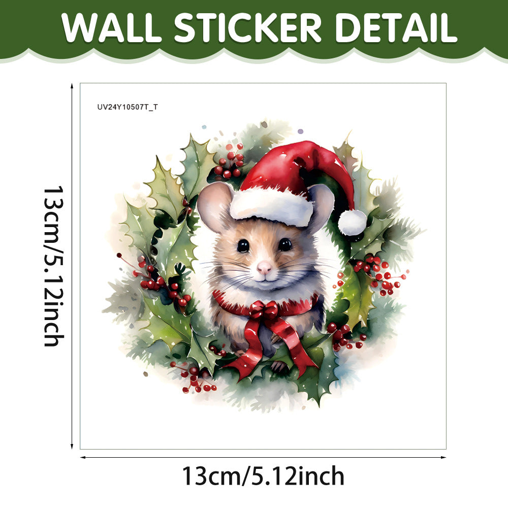 Christmas Cartoon Animal Mouse Hole Wall Sticker - Festive Decor for Home & Garden