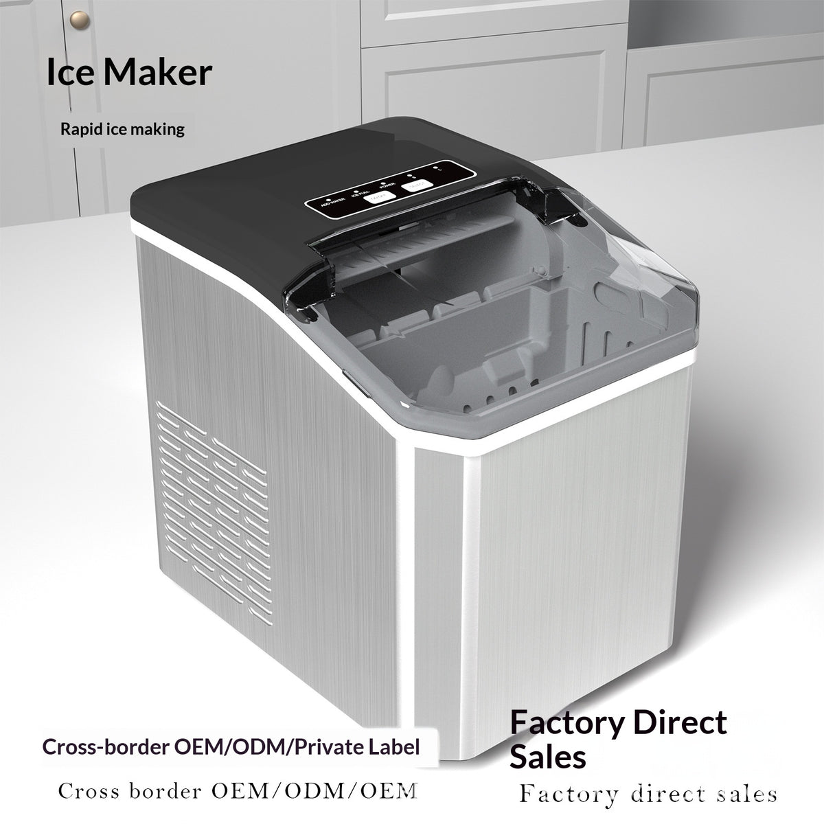 Automatic Bullet Ice Maker Machine for Home Use - 9 Cubes in 6-8 Minutes