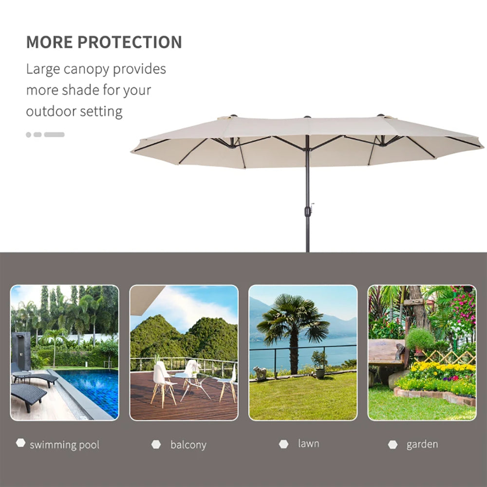 15ft Double-Sided Patio Umbrella with Crank - Cream White