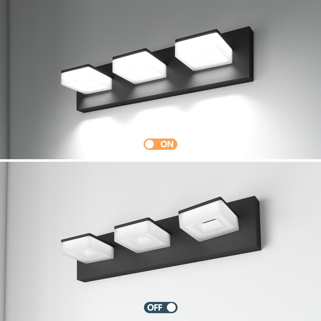 Modern LED Bathroom Vanity Light Fixture - 3-Light, Matte Black, 20-Inch