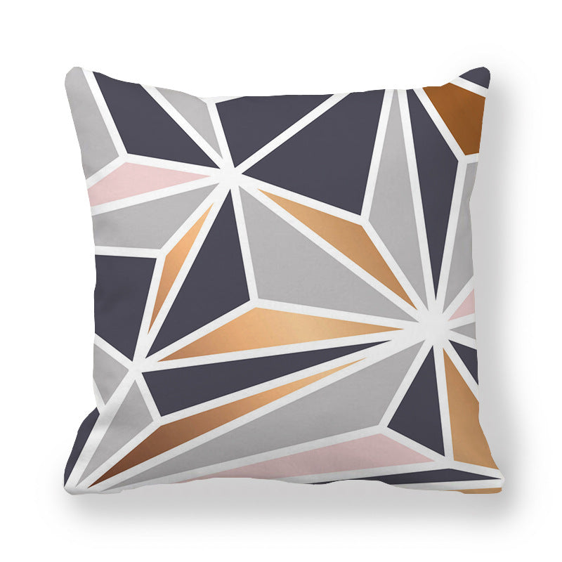 Geometric Pattern Pillow Cover Peach Skin Fabric Decorative Cushion Cover