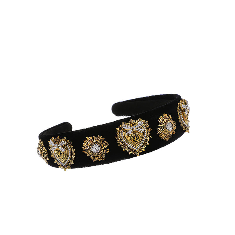 Women’s Fabric Diamond Round Headband with Chain Clip - Stylish Hair Accessory