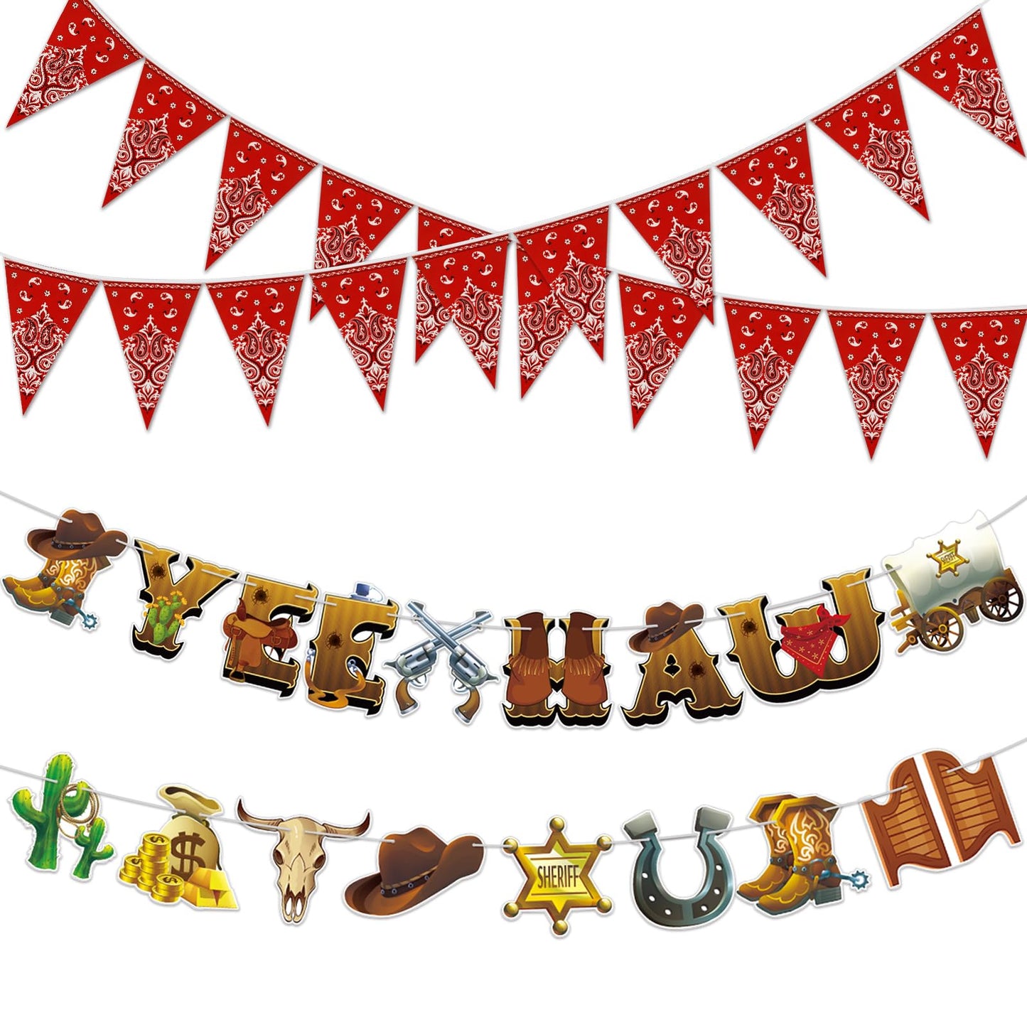 Western Cowboy Party Decorations - 4 Piece Banner Set