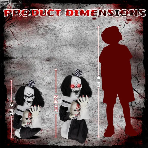 1.8ft Sound-Activated Scary Clown Halloween Decoration