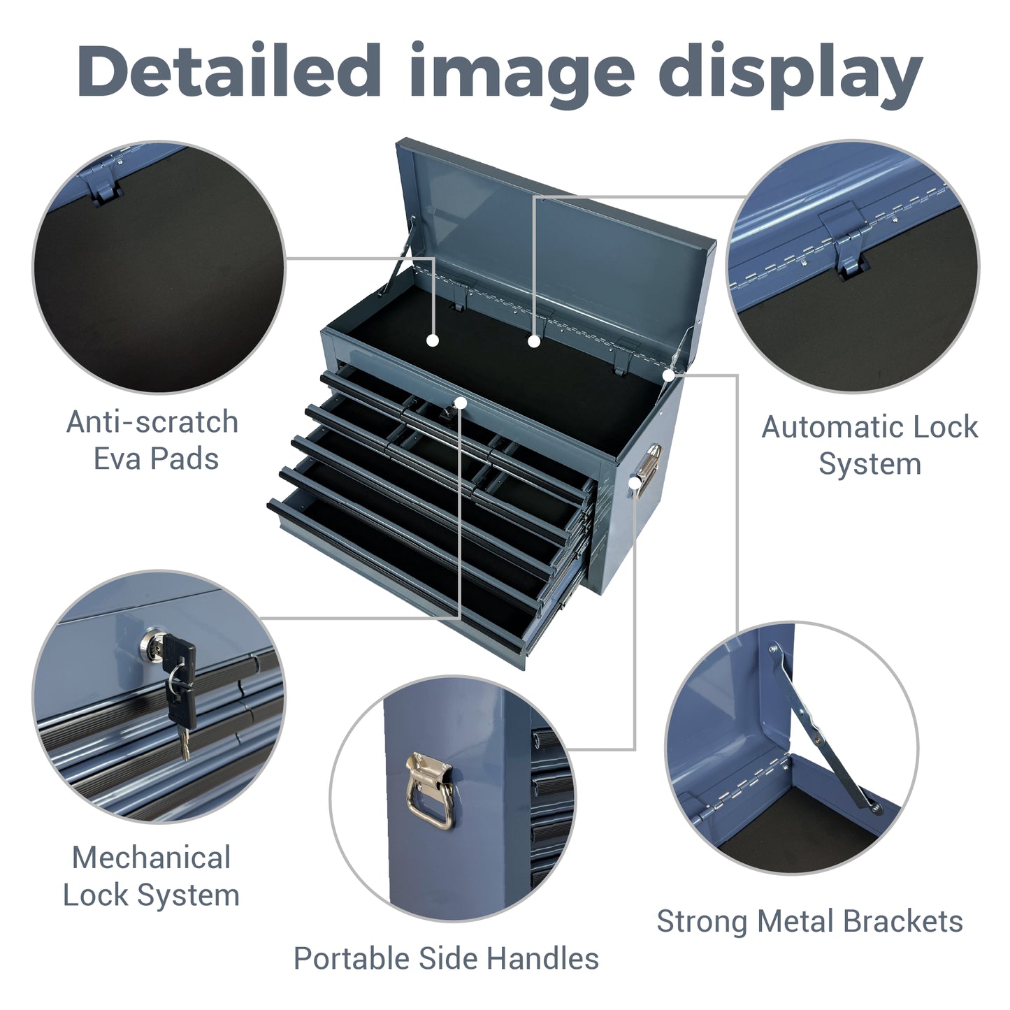 Heavy Duty Metal Tool Box 24 Inch with 9 Drawers & Locking System – Portable Steel Storage Chest