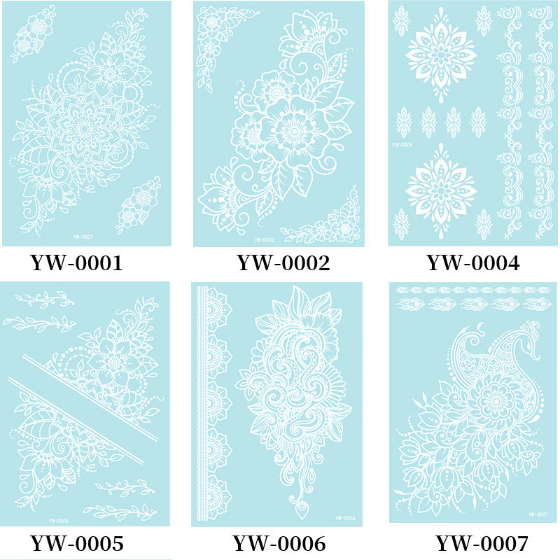 Glow in the Dark Henna Tattoo Stickers for Parties & Festivals - Intricate Lace Designs, Light Up Halloween & Christmas