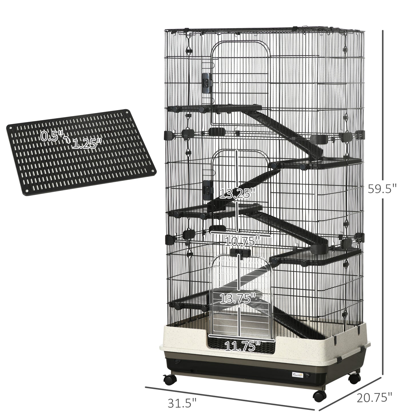 6-Tier Small Animal Rolling Cage with Large Living Space - Black