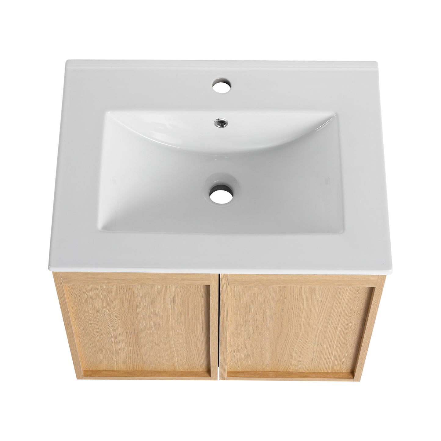 24" Wall-Mounted Bathroom Vanity with Sink - Light Oak