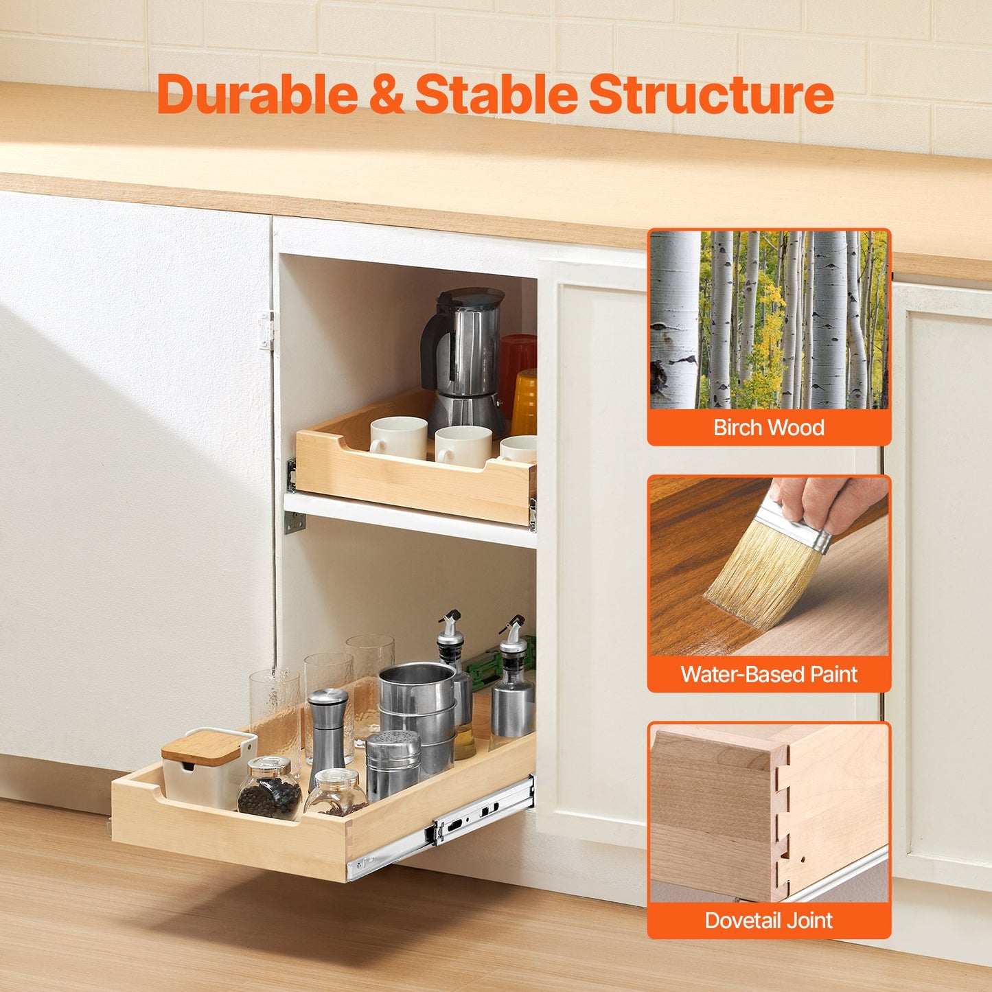 Pull Out Cabinet Organizer with Soft Close - 14"W x 21"D