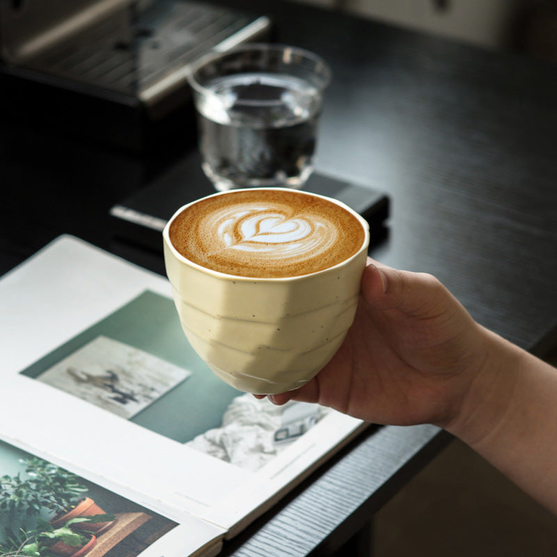 Japanese-Style Ceramic Latte Art Coffee Mug with Retro Colors, 280ml