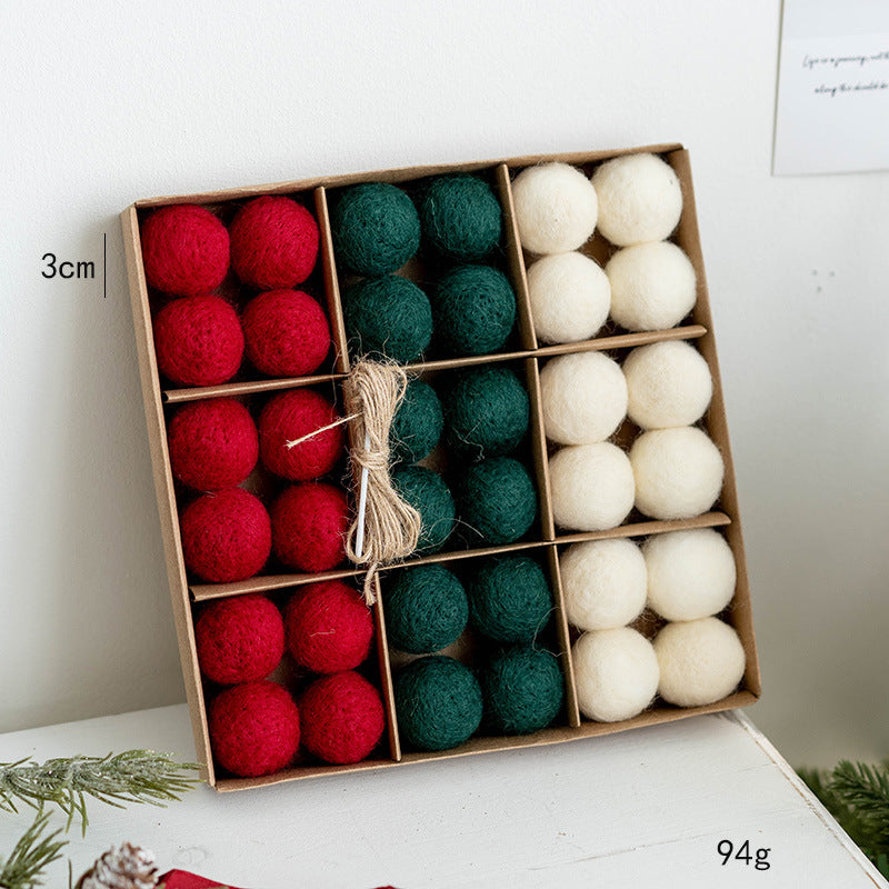 Christmas Wool Felt Snowflake Ball Pendant Set - Festive Home Decor