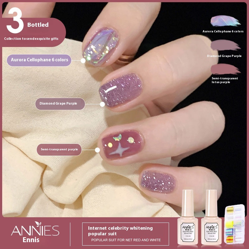 Three-Color Gel Nail Polish Set for Manicure - Nude, Purple, Orange