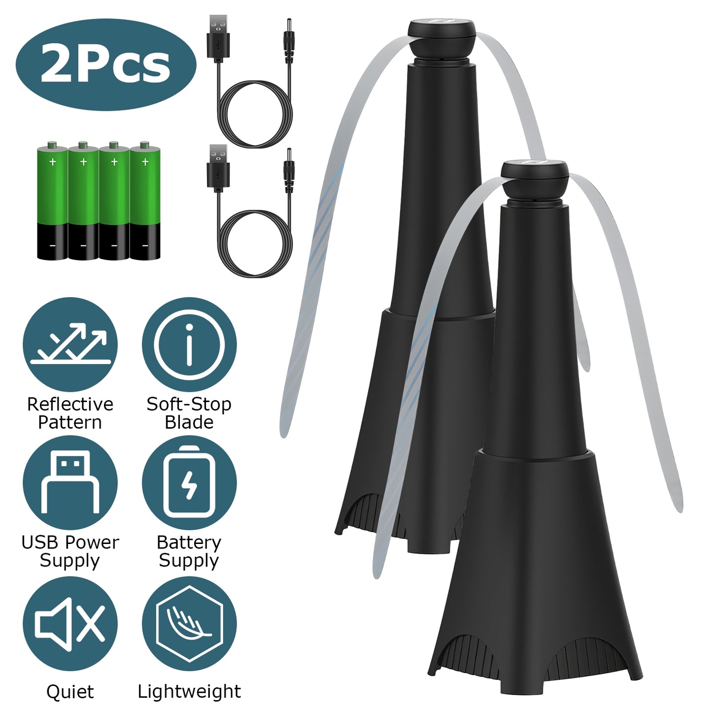 Portable Fly Repellent Fan - Rechargeable 2-Pack for Indoor/Outdoor Use