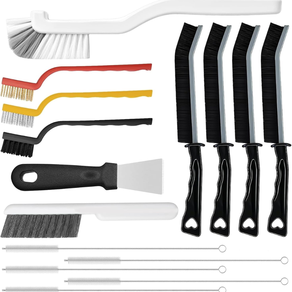 15-Piece Heavy Duty Crevice Cleaning Brush Set for Grout, Windows & Corners