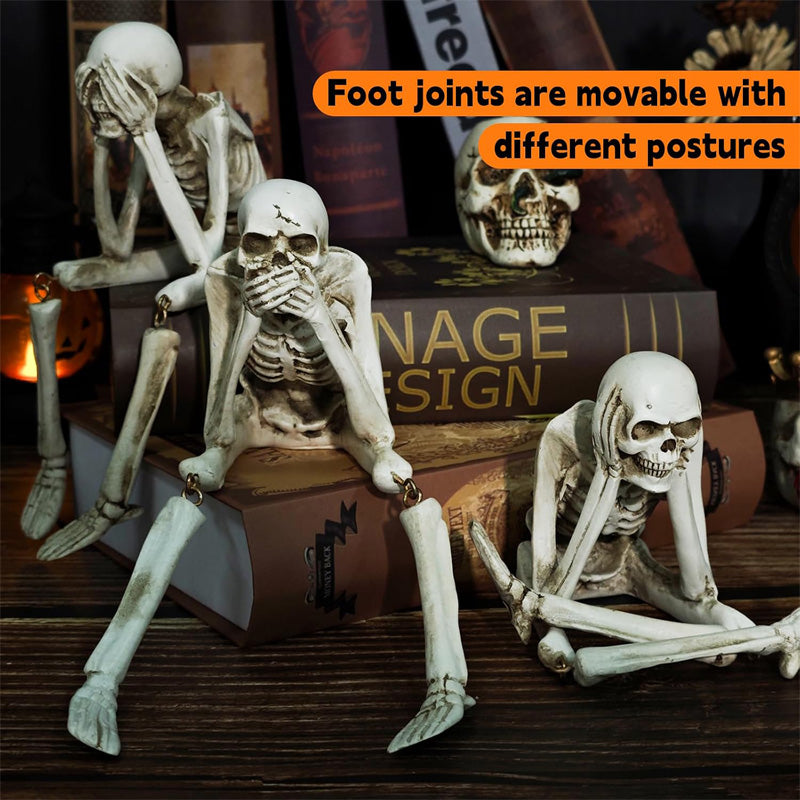 Halloween Skeleton Figurines Set of 3 - Gothic Resin Statues