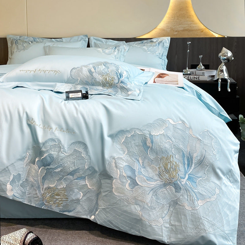 Cotton Embroidered Fitted Bed Sheet Set - Multiple Sizes & Patterns