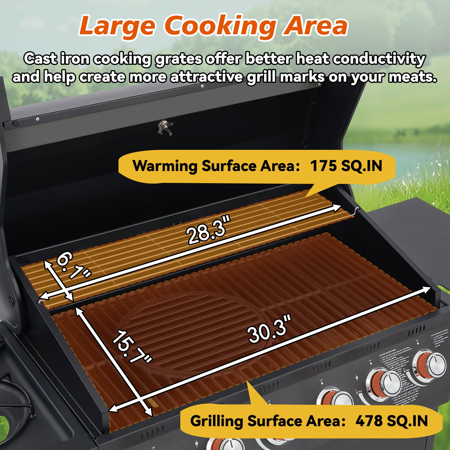 6 Burner Propane Gas Grill with Side Burner - 72000 BTU