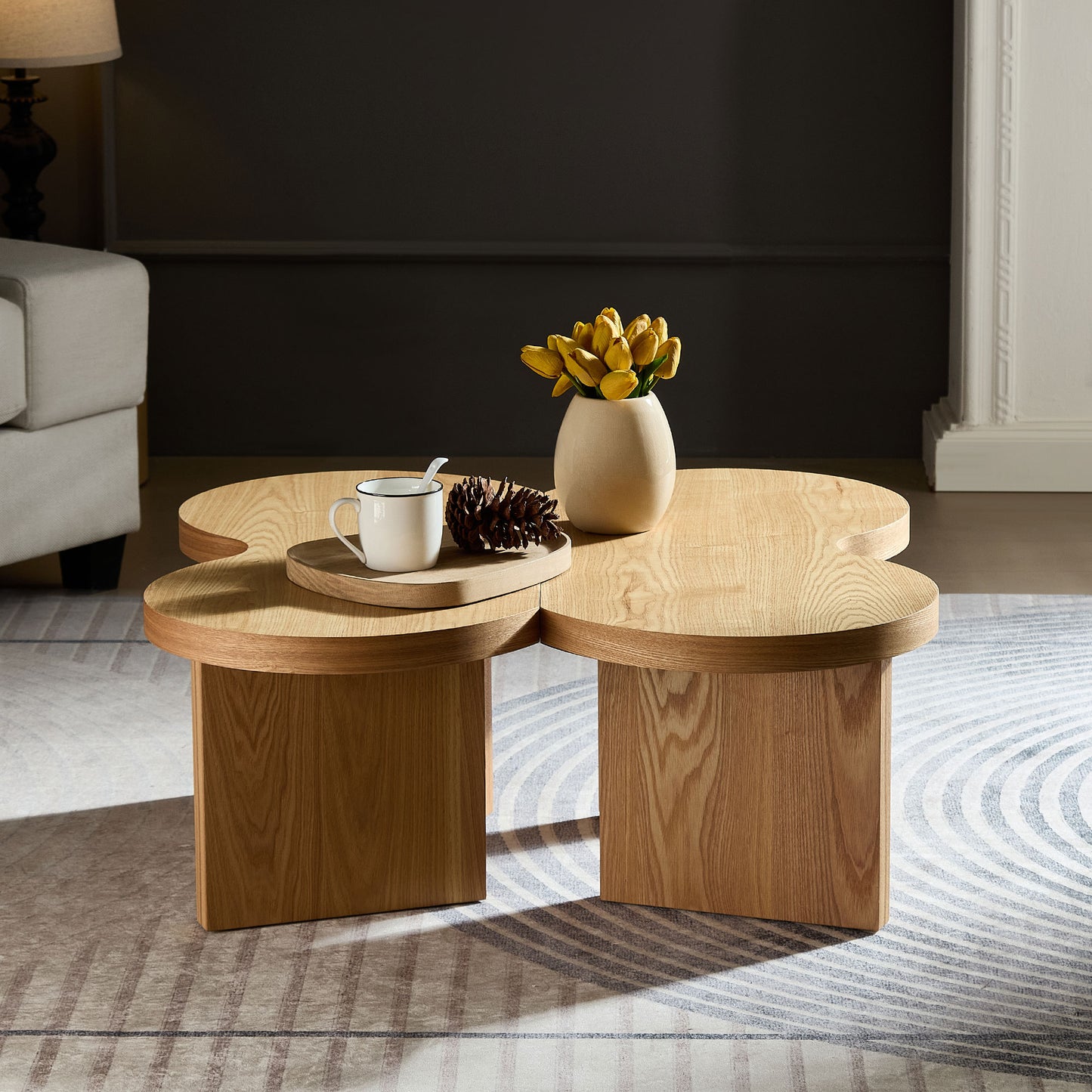 Modern Butterfly Coffee Table - Natural MDF Accent Table